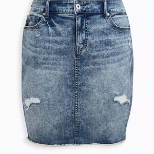 Denim Blue Distressed Skirt